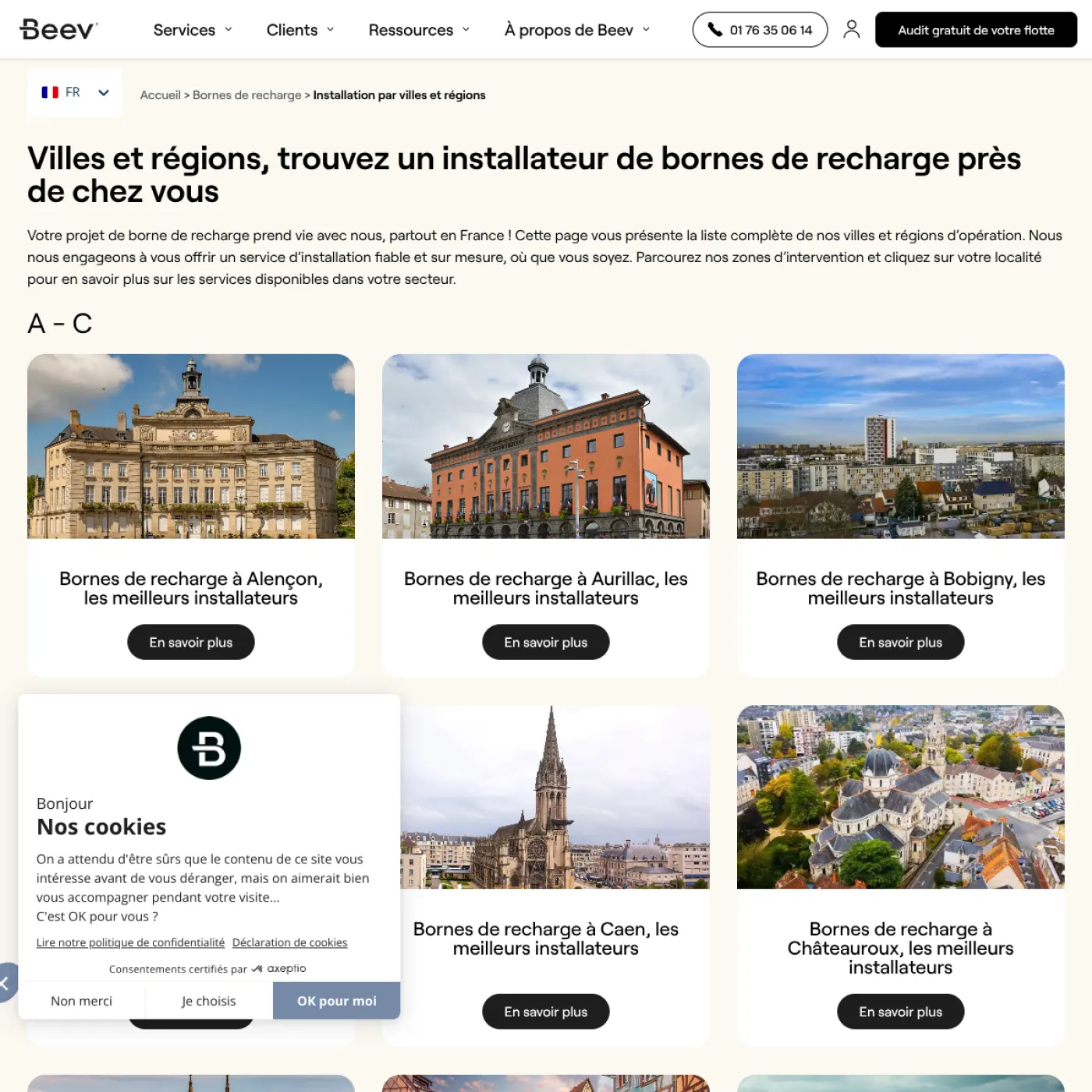 Pages villes et régions pour l'installation de bornes de recharge