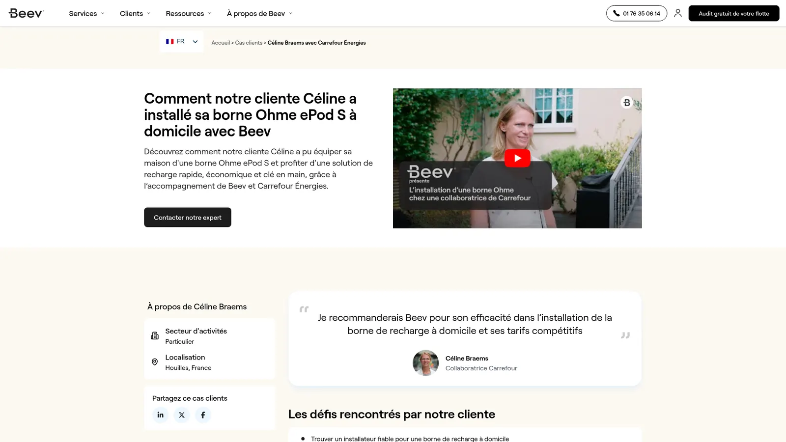 Témoignage client Carrefour sur la page Beev