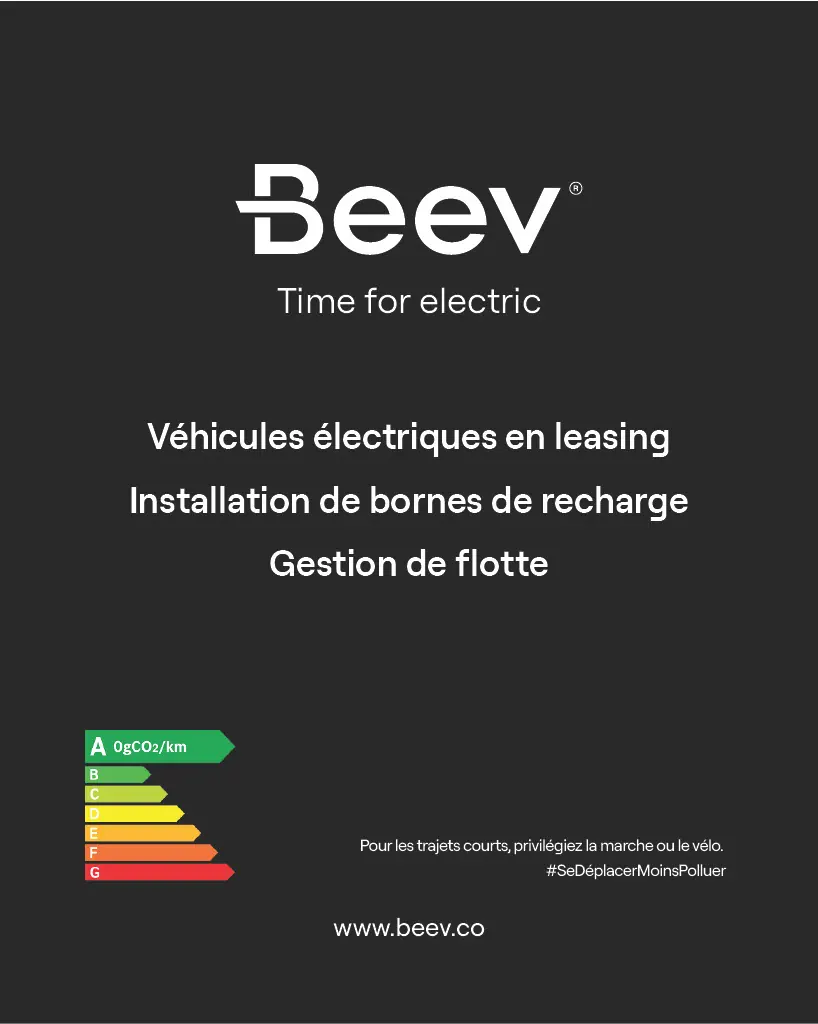 Visuel de marque Beev : leasing, bornes, gestion de flotte