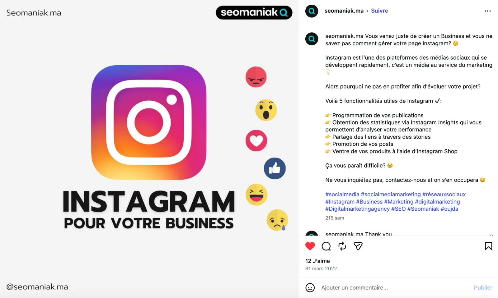 Publication « Instagram pour votre business »
