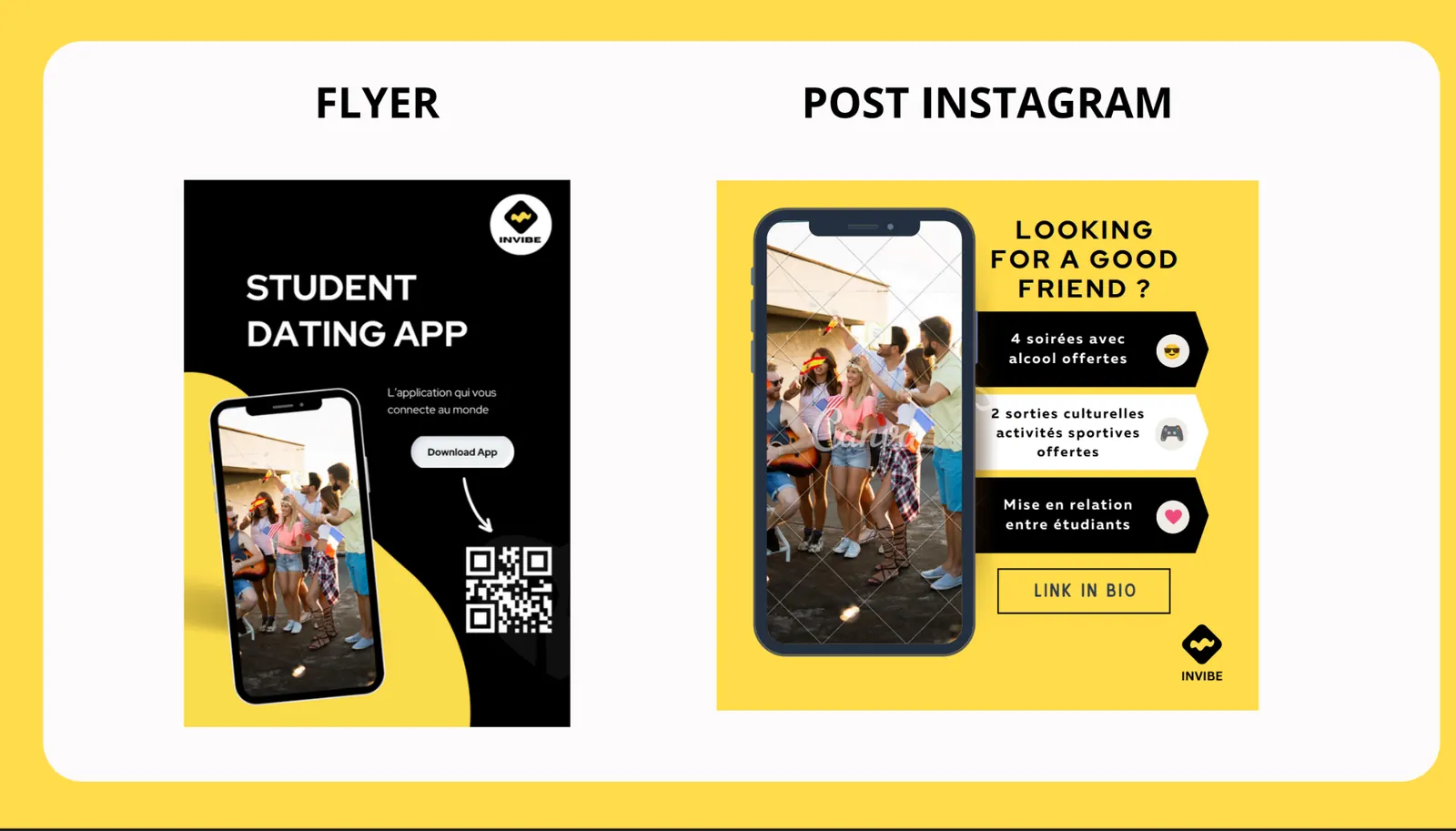 Flyer et publication Instagram de lancement INVIBE